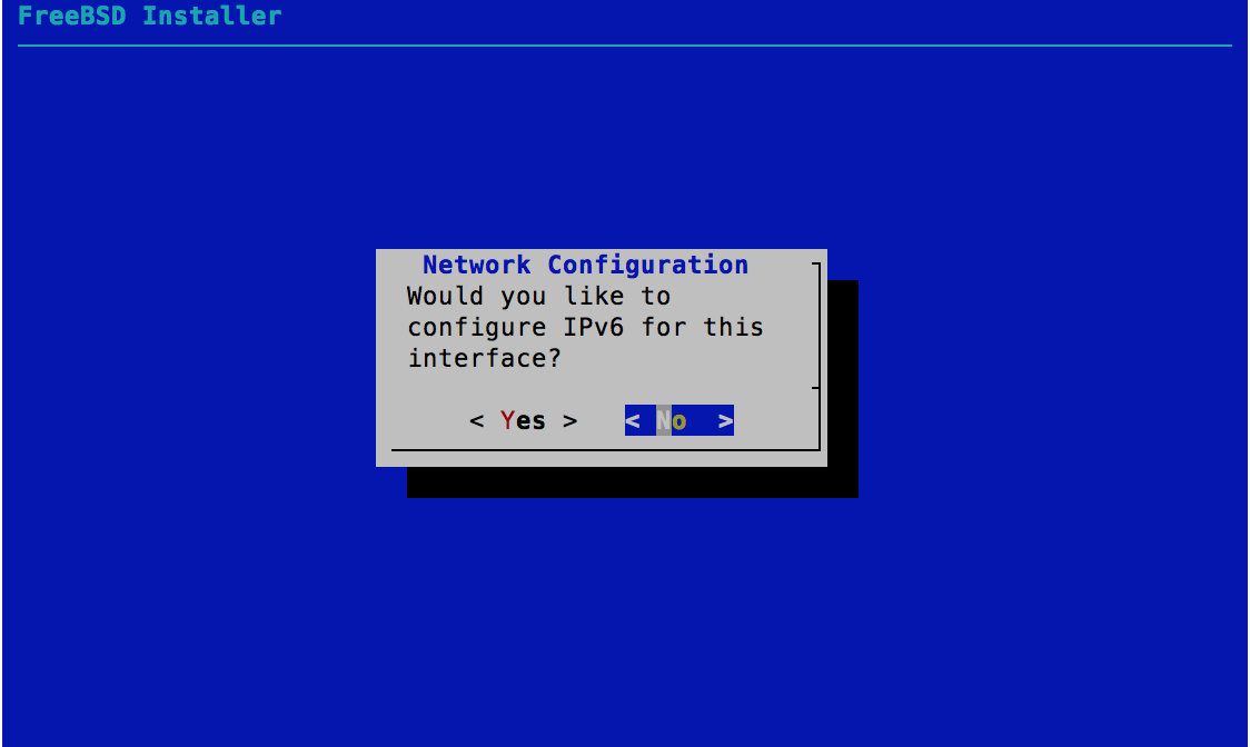 Network Configuration - IPv6 Configuration - FreeBSD 11.0 Installer