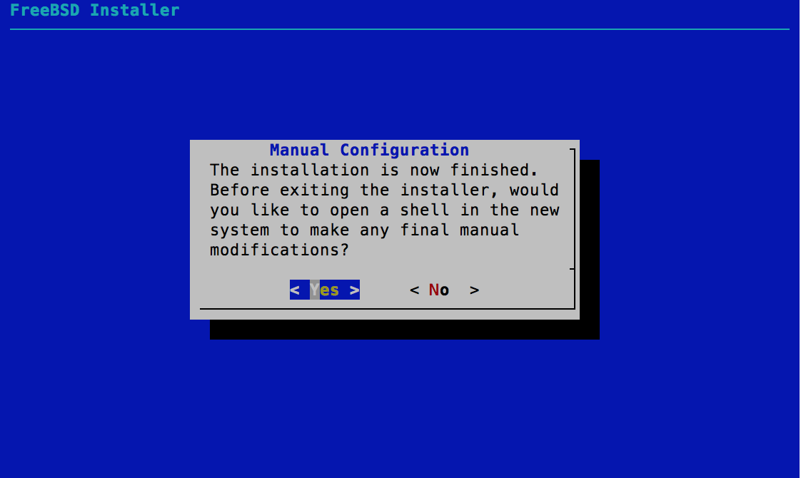 Manual Configuration - FreeBSD 11.0 Installer