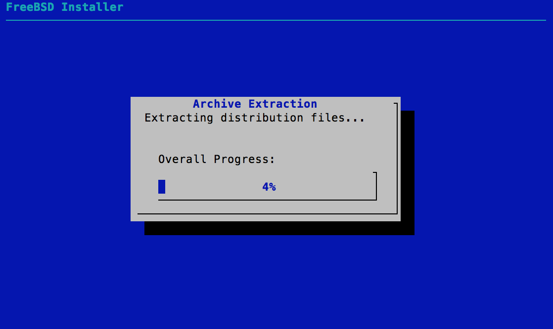 Install Progress - FreeBSD 11.0 Installer