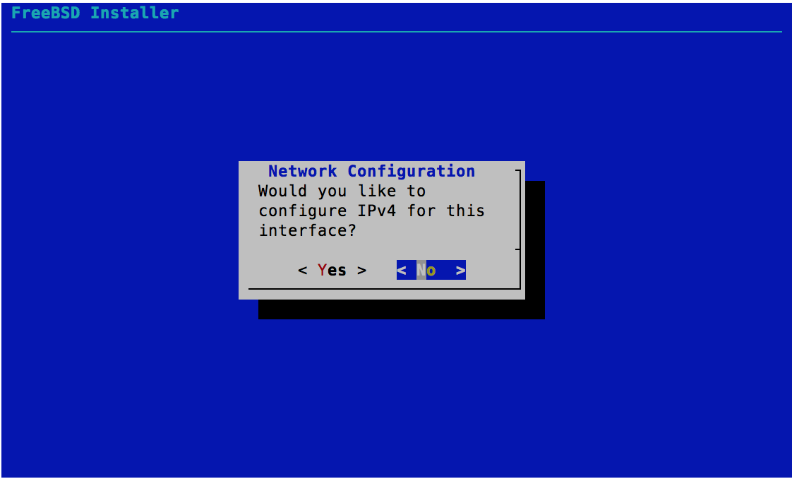 Network Configuration - IPv4 Configuration - FreeBSD 11.0 Installer